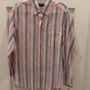 Men's Linen Button-Down Shirt - Pink & Blue